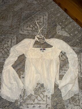 Urban Outfitters Cream Lace Peasant Blouse